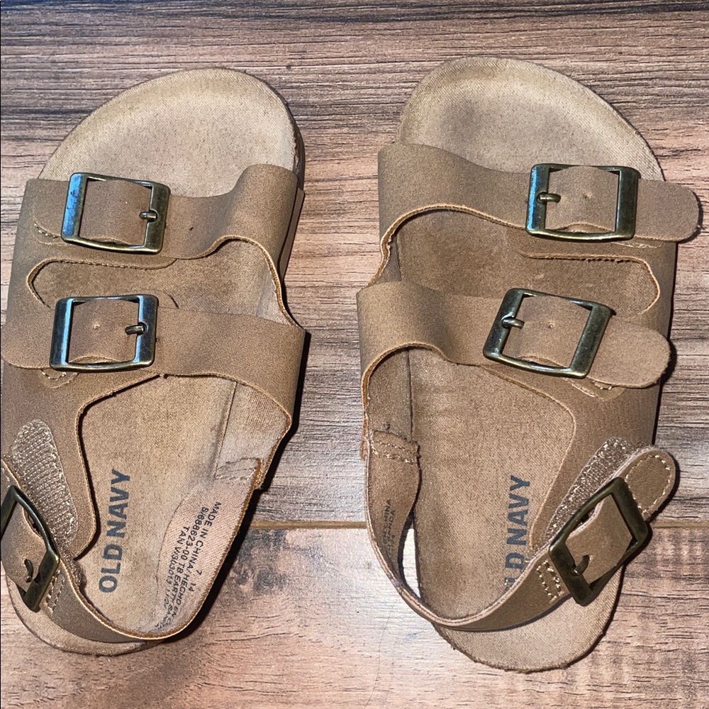 Old Navy Tan Double Buckle Sandals